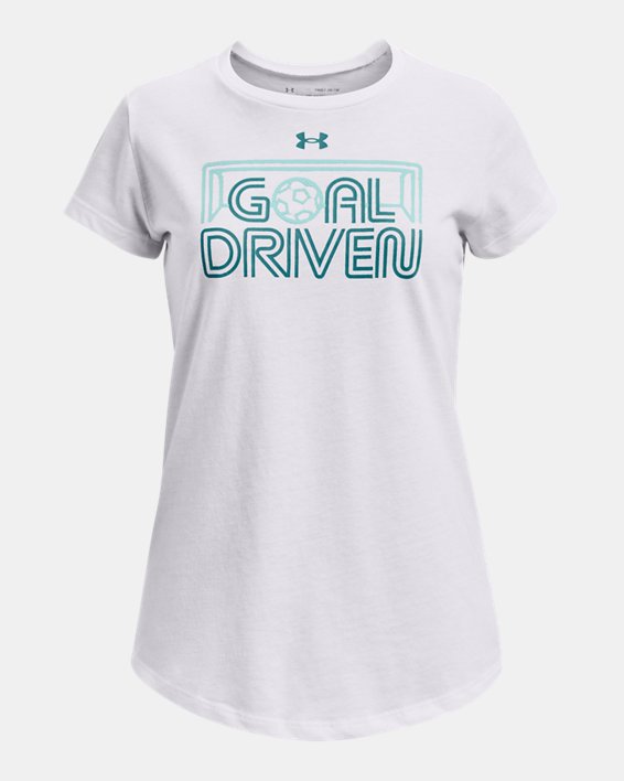 Girls' UA Goal Driven Short Sleeve, White, pdpMainDesktop image number 0